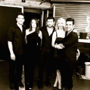 Keren and Sara with Harry, Arthur and Filippo (the dancers).
On the set of the UK TV series 'Benidorm', Spain, November 2010.