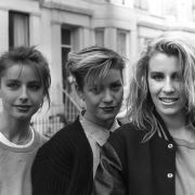 Keren Woodward, Siobhan Fahey and Sara Dallin outside SARM studios in Nothing Hill, London, during the recording of the Band Aid single - 1984